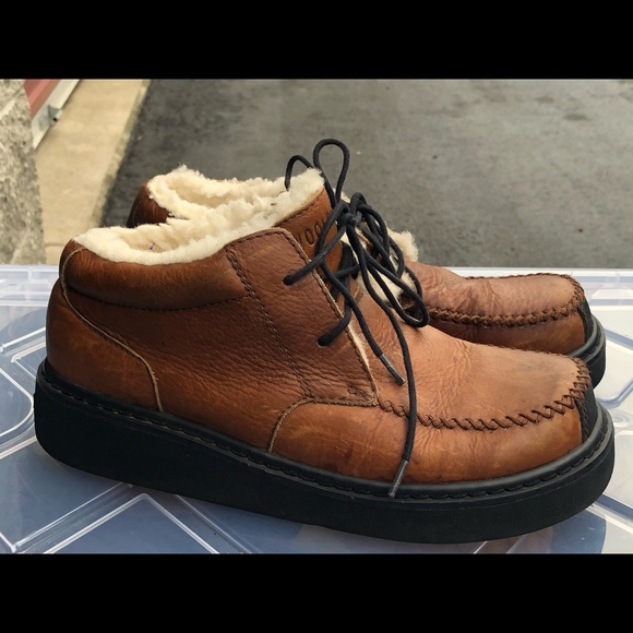 WOOLRICH Brown Leather Wool Faux Fur Slippers - Picture 5 of 12